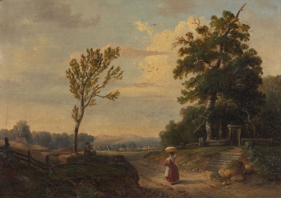 Auction <br>Landschaft mit einer Straße und einer Stadt in der Ferne