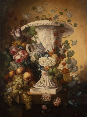 C. Roland Großes Stillleben mit Blumen in einer Medici Vase