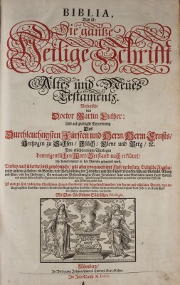 Auktion <br>'BIBLIA - DAS IST DIE GANTZE HEILIGE SCHRIFT VERDEUTLICHT DURCH D. MARTIN LUTHER (...)'