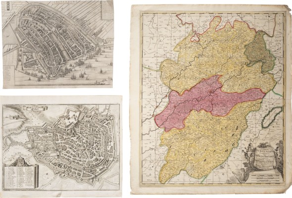 Auction <br>KONVOLUT AUS 46 LANDKARTEN UND STADTANSICHTEN