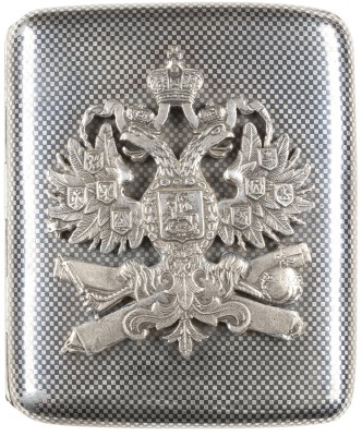 Auction 131<br>A SILVER AND NIELLO CIGARETTE CASE WITH DOUBLE-HEADED EAGLE