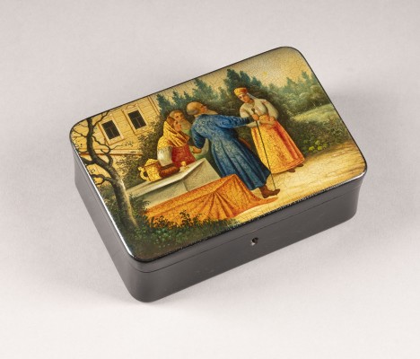 Auction 131<br>A PAPIER-MACHÉ AND LACQUER BOX 'WELCOMING THE GUESTS'