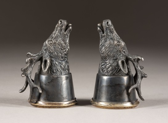 Auction 131<br>A PAIR OF MASSIVE SILVER STIRRUP CUPS