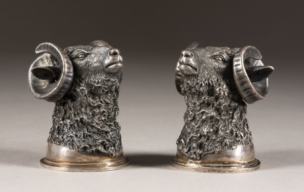 Auction 131<br>A PAIR OF MASSIVE SILVER STIRRUP CUPS