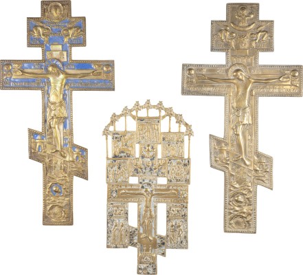 Auction 131<br>THREE BRASS CRUCIFIXES