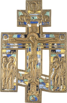 Auction 131<br>A BRASS AND ENAMEL CRUCIFIX