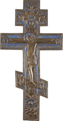 Auction 131<br>A BRASS AND ENAMEL CRUCIFIX