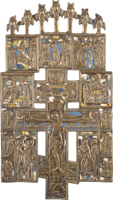 Auction 131<br>A BRASS AND ENAMEL CRUCIFIX WITH MAIN FEASTS