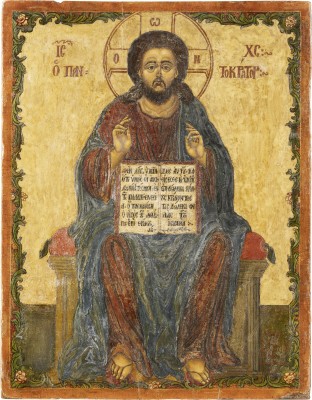 Auction <br>A VERY LARGE DATED ICON SHOWING THE ENTHRONED CHRIST PANTOKRATOR