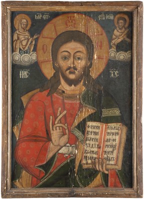 Auction <br>A MONUMENTAL ICON SHOWING CHRIST PANTOKRATOR FROM A CHURCH ICONOSTASIS