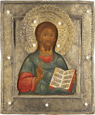 Auction <br>AN ICON SHOWING CHRIST PANTOKRATOR WITH RIZA