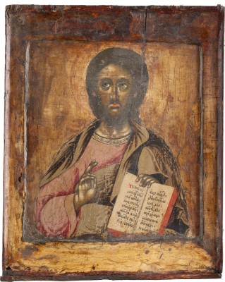 Auction <br>AN ICON SHOWING CHRIST PANTOKRATOR