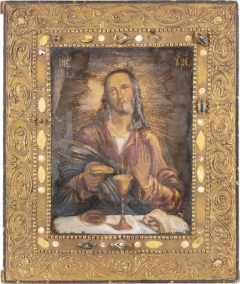 Auction 131<br>AN ICON SHOWING CHRIST WITH THE EUCHARIST