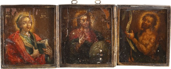 Auction 131<br>A SMALL TRIPTYCH SHOWING THE DEISIS