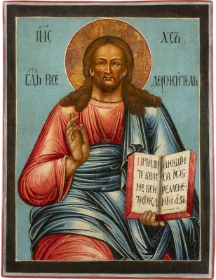 Auction 131<br>A LARGE ICON SHOWING CHRIST PANTOKRATOR