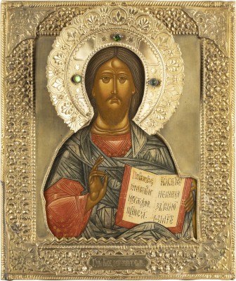 Auction 131<br>AN ICON SHOWING CHRIST PANTOKRATOR WITH RIZA