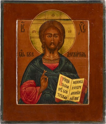 Auction 131<br>AN ICON SHOWING CHRIST PANTOKRATOR