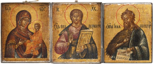 Auction 131<br>A SMALL TRIPTYCH SHOWING THE DEISIS