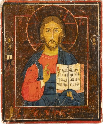 Auction 131<br>A SMALL ICON SHOWING CHRIST PANTOKRATOR