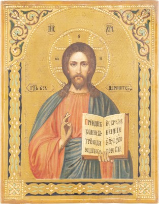 Auction 131<br>A SMALL ICON SHOWING CHRIST PANTOKRATOR