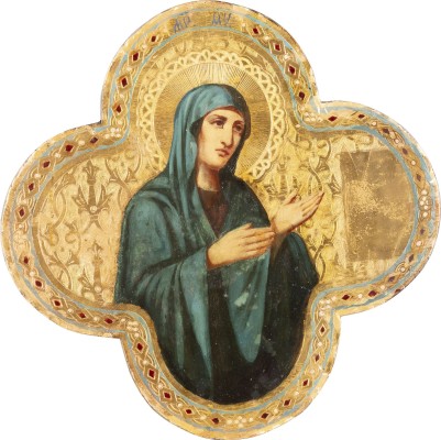 Auction 131<br>A SMALL ICON SHOWING THE MOTHER OF GOD FROM A DEISIS