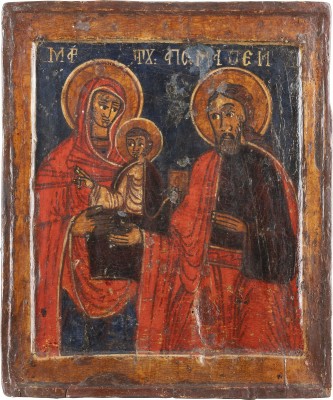 Auction 131<br>AN ICON SHOWING THE MOTHER OF GOD AND ST. MATTHEW THE EVANGELIST