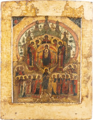 Auction 131<br>A VERY FINE AND RARE ICON SHOWING 'IN THEE REJOICETH' (HYMN TO HOLY VIRGIN)