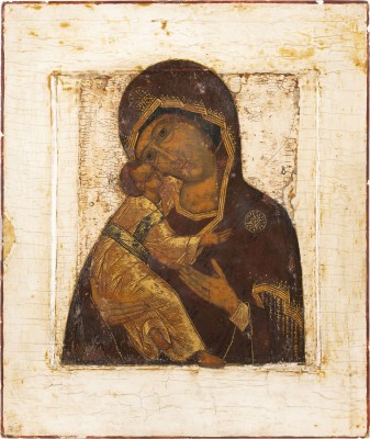 Auction 131<br>A FINE ICON SHOWING THE VLADIMIRSKAYA MOTHER OF GOD