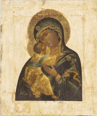 Auction 131<br>A FINE ICON SHOWING THE VLADIMIRSKAYA MOTHER OF GOD