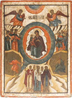 Auction 131<br>A MONUMENTAL ICON SHOWING THE ADORATION OF THE MOTHER OF GOD