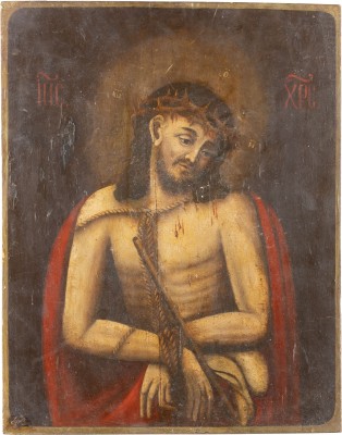 Auction 131<br>A LARGE ICON SHOWING CHRIST WITH THORNES