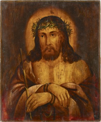 Auction 131<br>A LARGE ICON SHOWING CHRIST ADORNED WITH A CROWN OF THORNS