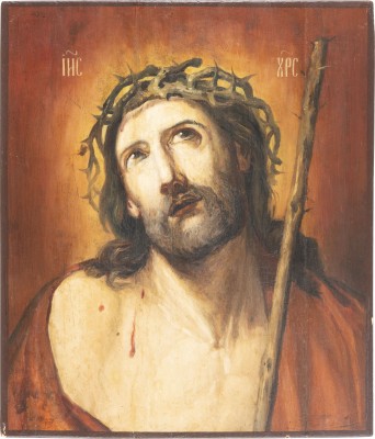 Auction 131<br>A LARGE ICON SHOWING CHRIST CROWNED WITH THORNS