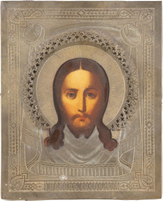 Auction 131<br>A SMALL ICON SHOWING THE MANDYLION WITH OKLAD