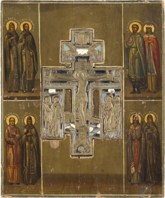 Auction 131<br>A STAUROTHEK ICON SHOWING SELECTED SAINTS