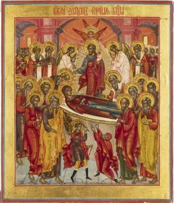 Auction 131<br>A LARGE ICON SHOWING THE DORMITION OF THE MOTHER OF GOD