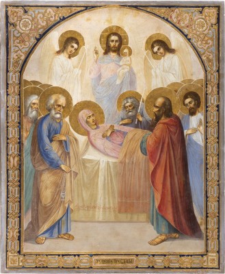 Auction 131<br>A VERY LARGE ICON SHOWING THE DORMITION OF THE MOTHER OF GOD