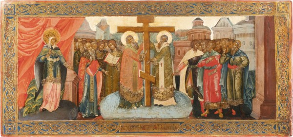 Auction 131<br>A MONUMENTAL ICON SHOWING THE EXALTATION OF THE TRUE CROSS FROM A CHURCH ICONOSTASIS