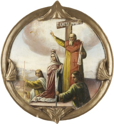 Auction 131<br>A LARGE ICON SHOWING THE EXALTATION OF THE TRUE CROSS FROM A CHURCH ICONOSTASIS