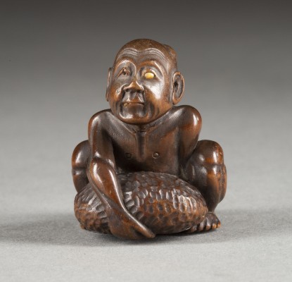 Auktion 132<br>EIN HOLZGESCHNITZTES NETSUKE EINES BLINDEN BETTLERS