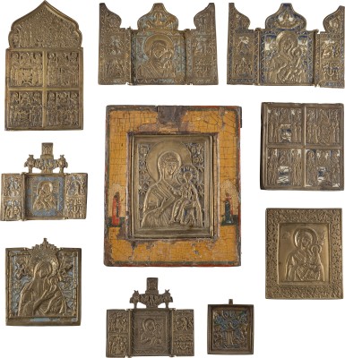 Auction 138<br>SAMMLUNG VON ZEHN BRONZE-IKONEN MIT GNADENBILDERN DER GOTTESMUTTER