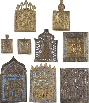 Auction 138<br>SAMMLUNG VON NEUN BRONZE-IKONEN: GNADENBILDER DER GOTTESMUTTER