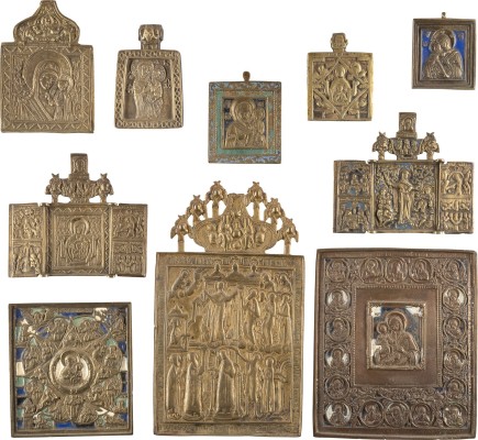 Auktion 138<br>SAMMLUNG VON ZEHN BRONZE-IKONEN MIT GNADENBILDERN DER GOTTESMUTTER