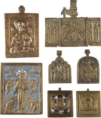 Auction 138<br>SIEBEN BRONZE-IKONEN MIT CHRISTUS-DARSTELLUNGEN