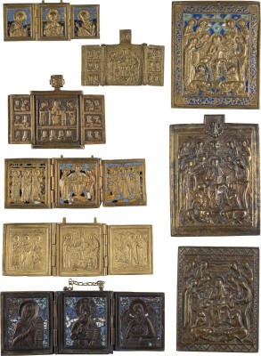 Auktion 138<br>SAMMLUNG VON NEUN BRONZE-IKONEN MIT (ERWEITERTER) DEESIS-DARSTELLUNGEN