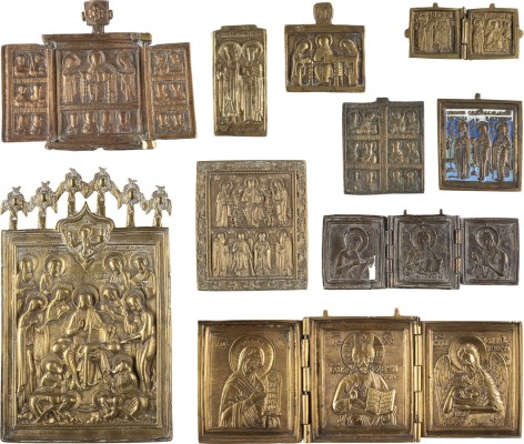 Auktion 138<br>SAMMLUNG VON ZEHN BRONZE-IKONEN MIT DARSTELLUNGEN DER DEESIS SOWIE AUSGEWÄHLTEN HEILIGEN