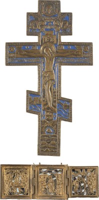 Auction 138<br>BRONZE-HAUSKREUZ UND TRIPTYCHON MIT HOCHFESTEN