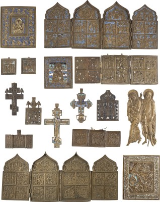 Auktion 138<br>16 BRONZE-IKONEN MIT DARSTELLUNGEN CHRISTI, AUSGEWÄHLTEN HEILIGEN UND ORTHODOXEN HOCHFESTEN