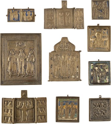 Auktion 138<br>SAMMLUNG VON ZEHN BRONZE-IKONEN: DEESIS UND AUSGEWÄHLTE PATRONATS-HEILIGE