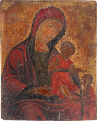 Auction 138<br>IKONE MIT DER MADRE DELLA CONSOLAZIONE UND DEM JOHANNESKNABEN